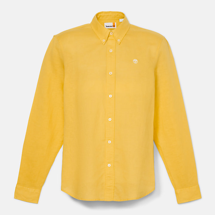 Lovell Linen and Cotton Shirt for Men in Light Yellow-