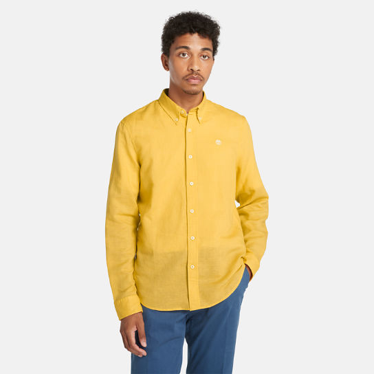 Camicia in Lino e Cotone Lovell da Uomo in giallo chiaro | Timberland