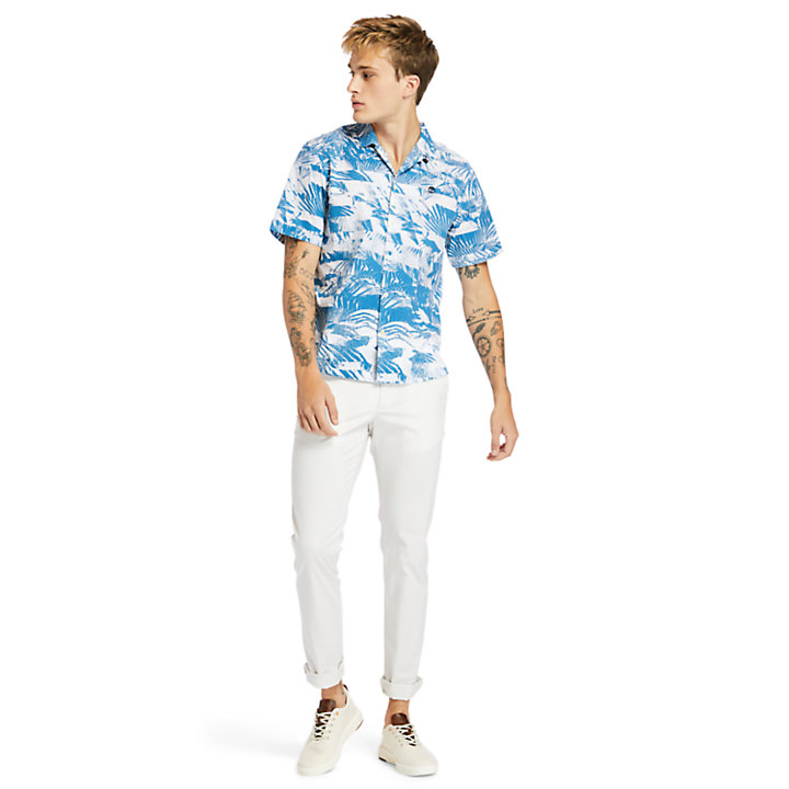 Camisa de Algodón Orgánico Resort para Hombre en azul marino-