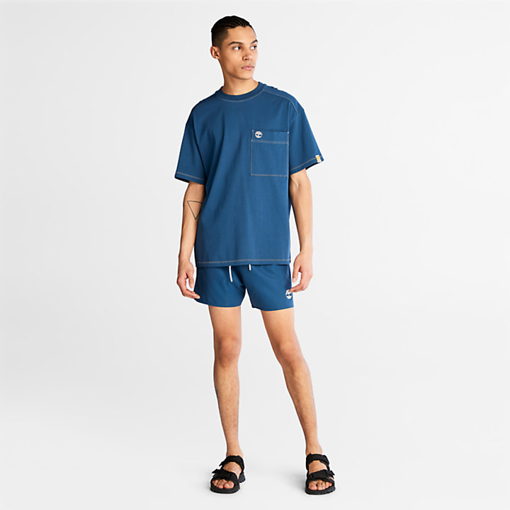 Solid-Colour Swim Shorts for Men in Blue-