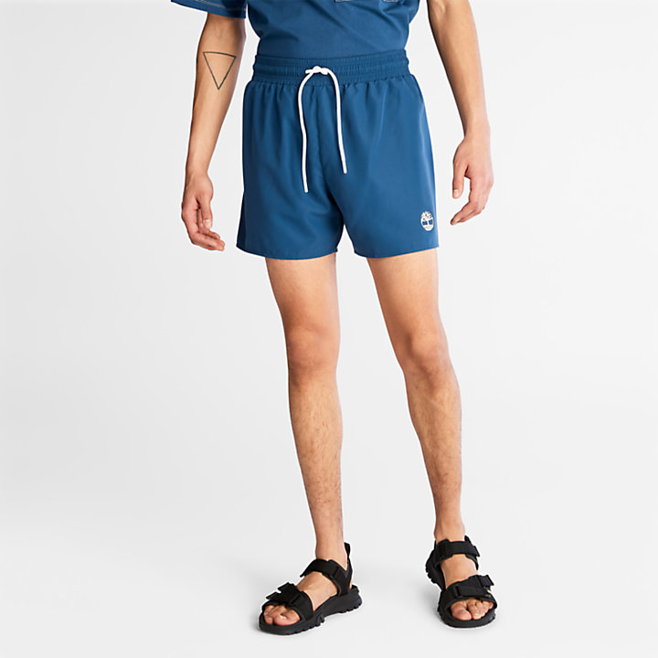 Solid-Colour Swim Shorts for Men in Blue-
