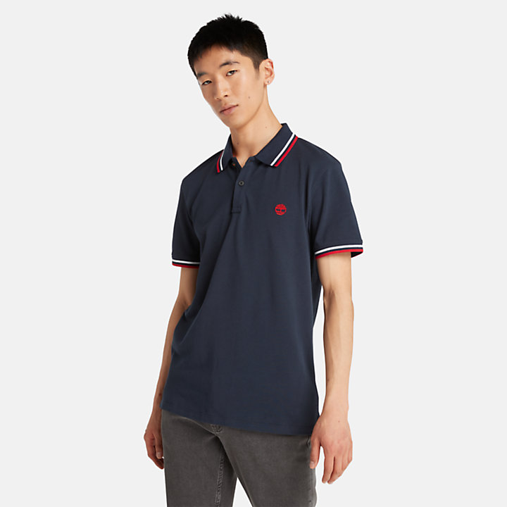 Millers River Tipped Polo Shirt for Men in Navy-