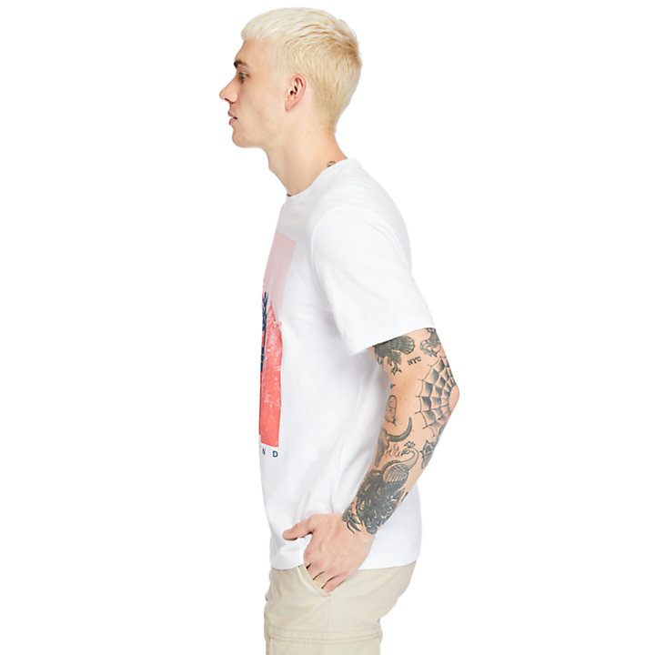 Camiseta con gráfico frontal para hombre en blanco-