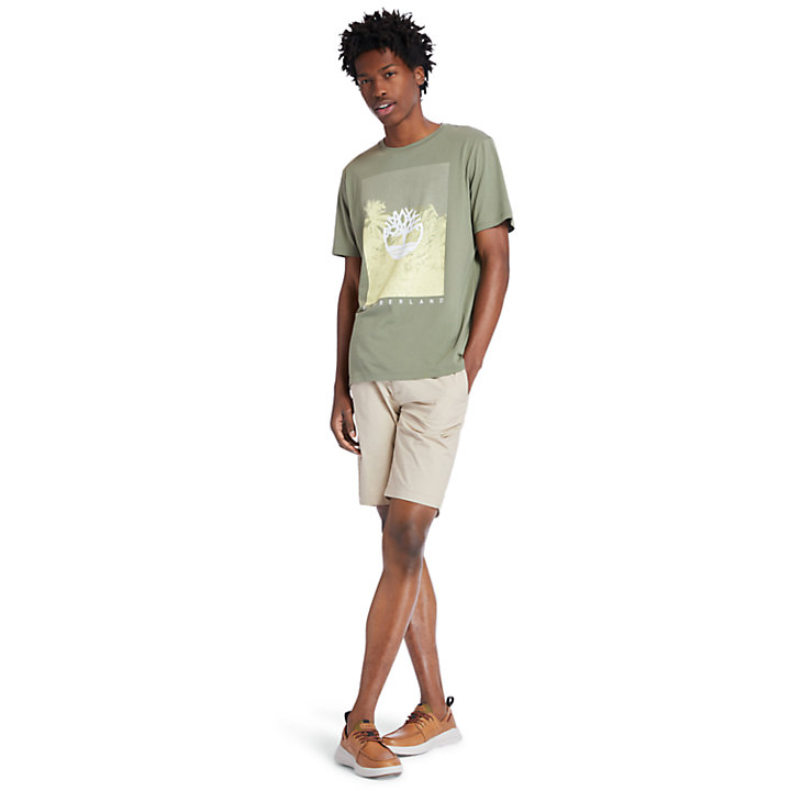 Front-Graphic T-Shirt for Men in Green-