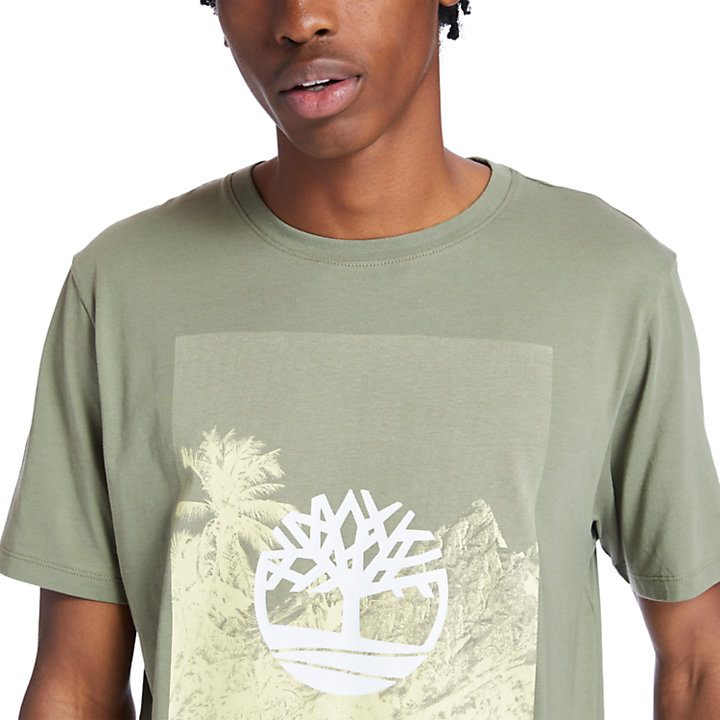 Front-Graphic T-Shirt for Men in Green-
