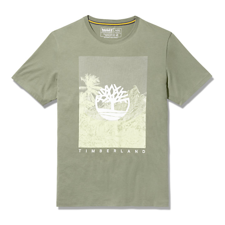 Front Graphic T-shirt voor heren in groen-