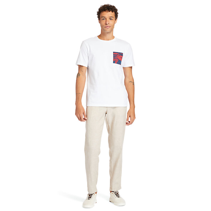 Herren-T-Shirt mit Tasche mit Print in Weiß-