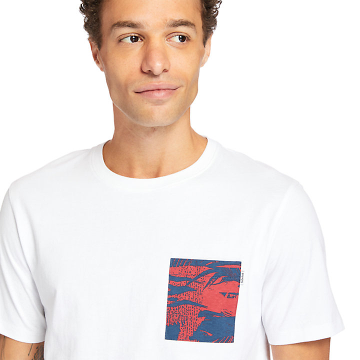 T-shirt da Uomo con Tasca Stampata in bianco-