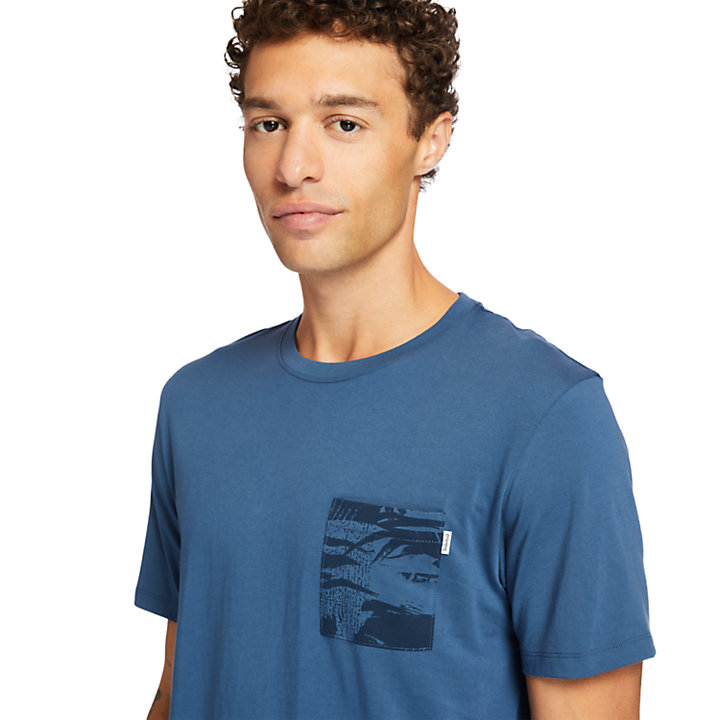 T-shirt da Uomo con Tasca Stampata in blu marino-