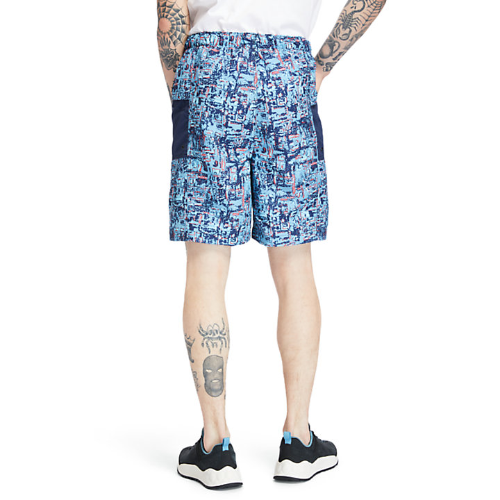 Printed Trail Shorts for Men in Blue-