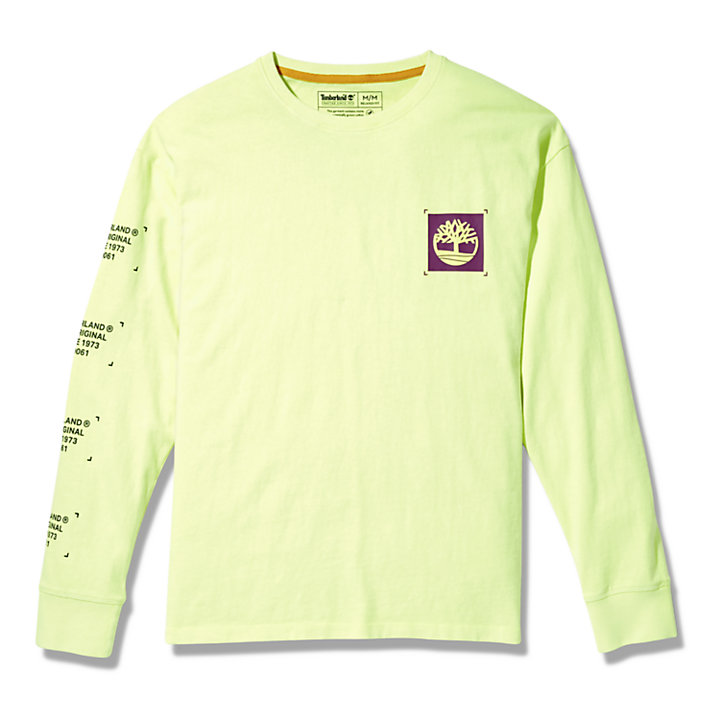 Stückgefärbtes Langarm-T-Shirt für Herren in Gelb-