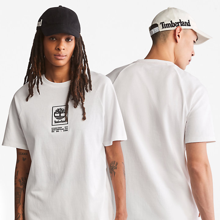 T-Shirt aus schwerer Baumwolle mit Logo für Herren in Weiß-