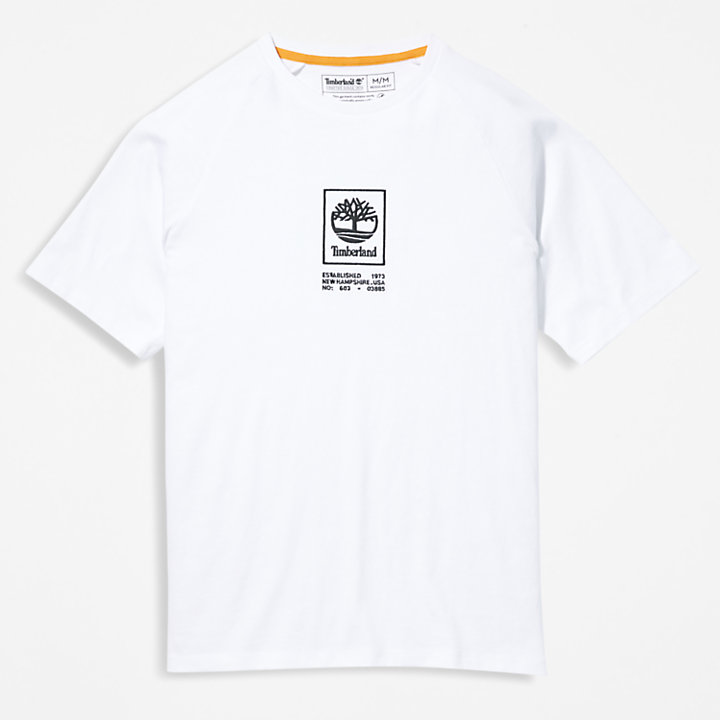 T-Shirt aus schwerer Baumwolle mit Logo für Herren in Weiß-