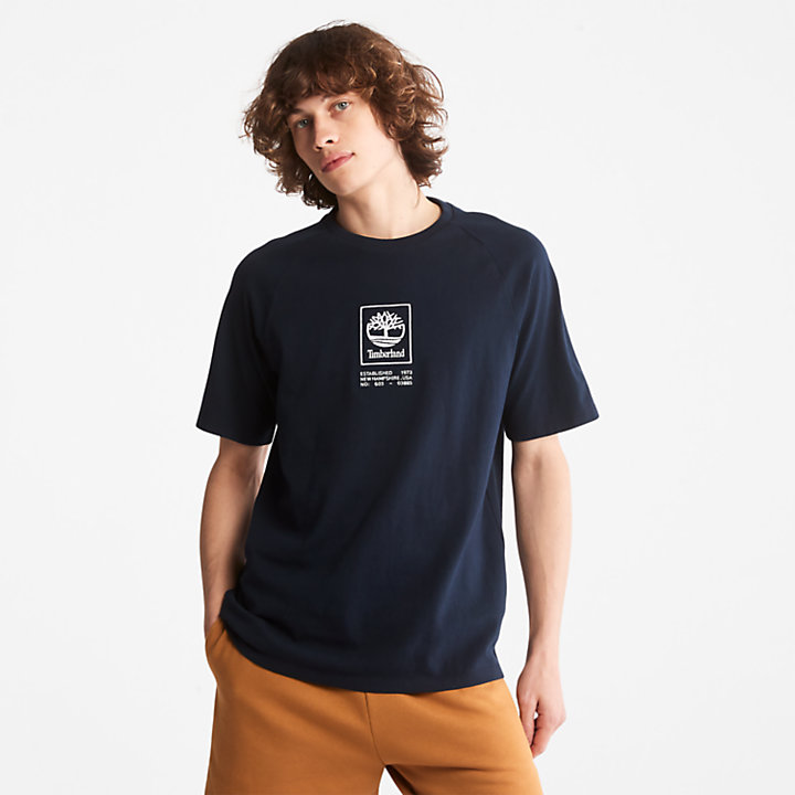 T-shirt da All Gender Stacked Logo in blu marino-