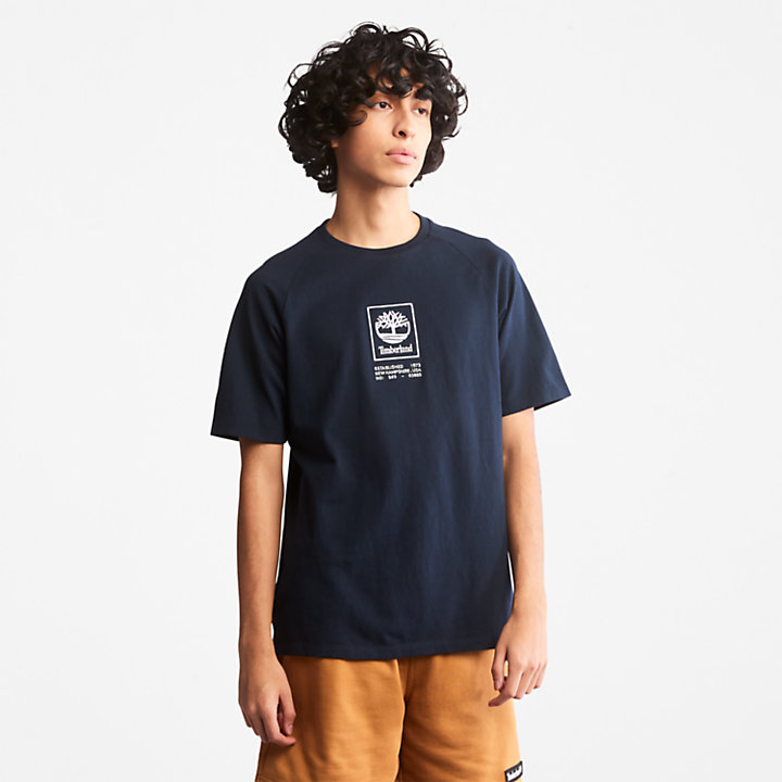 Stacked Logo T-shirt voor uniseks in marineblauw-