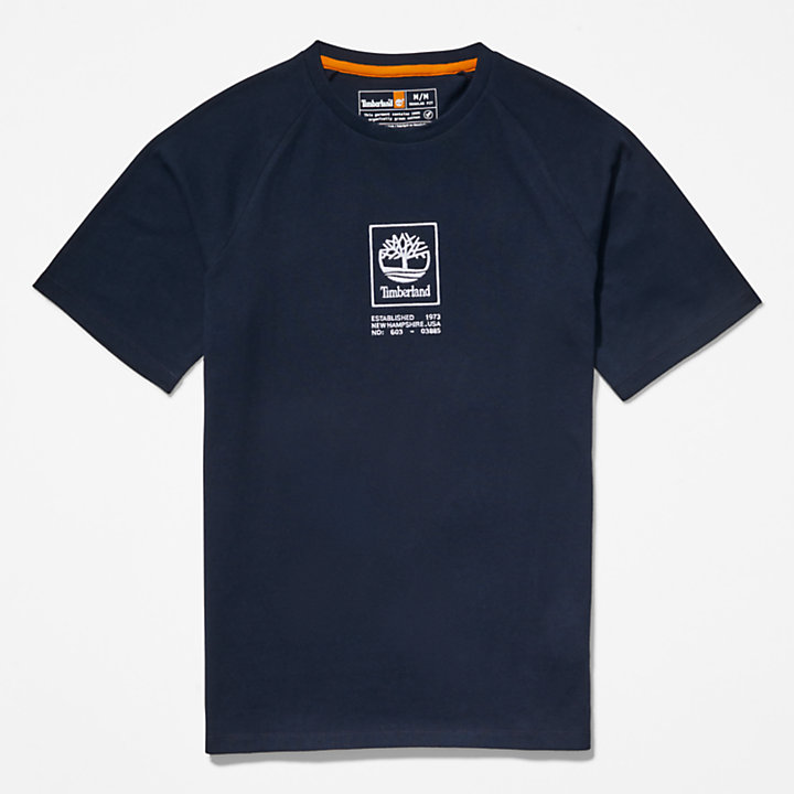 T-shirt à logo en relief pour unisexe en bleu marine-