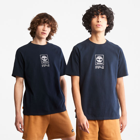 T-shirt à logo en relief pour unisexe en bleu marine | Timberland