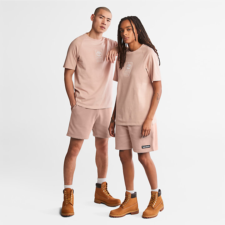 Stacked Logo T-shirt for All Gender in Light Pink-