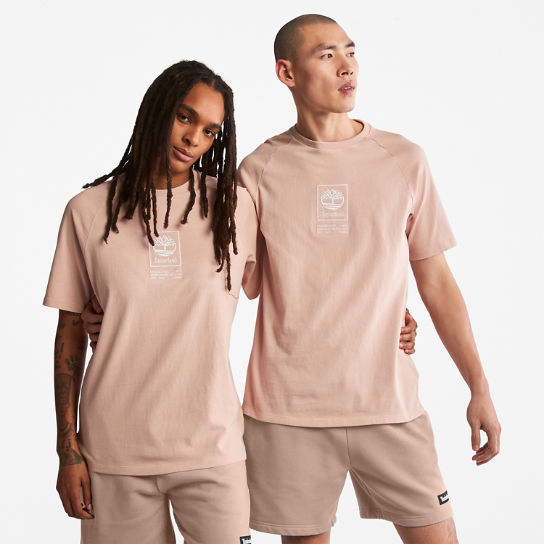 T-shirt da All Gender Stacked Logo in rosa chiaro | Timberland