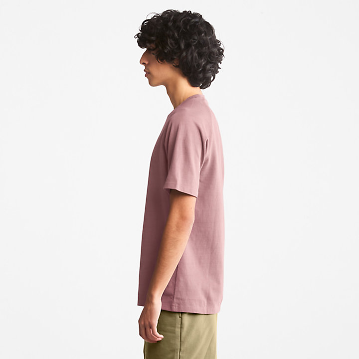 T-shirt à logo en relief pour homme en rose foncé-