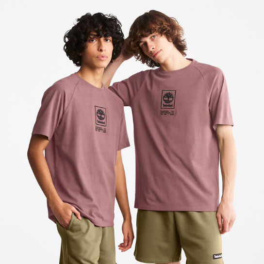 Stacked Logo T-shirt for Men in Dark Pink | Timberland