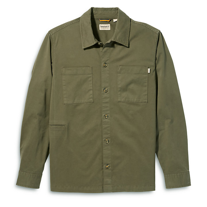 Garment-Dyed Twill Shirt for Men in Dark Green-