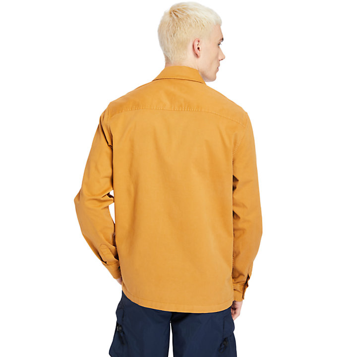Camicia da Uomo in Twill Garment-Dyed in arancione-