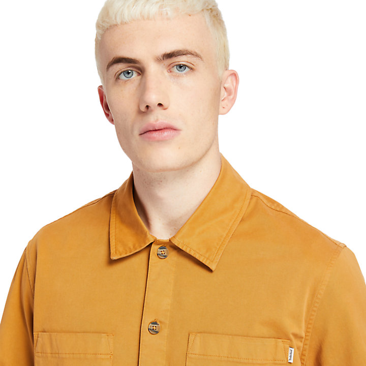 Camicia da Uomo in Twill Garment-Dyed in arancione-