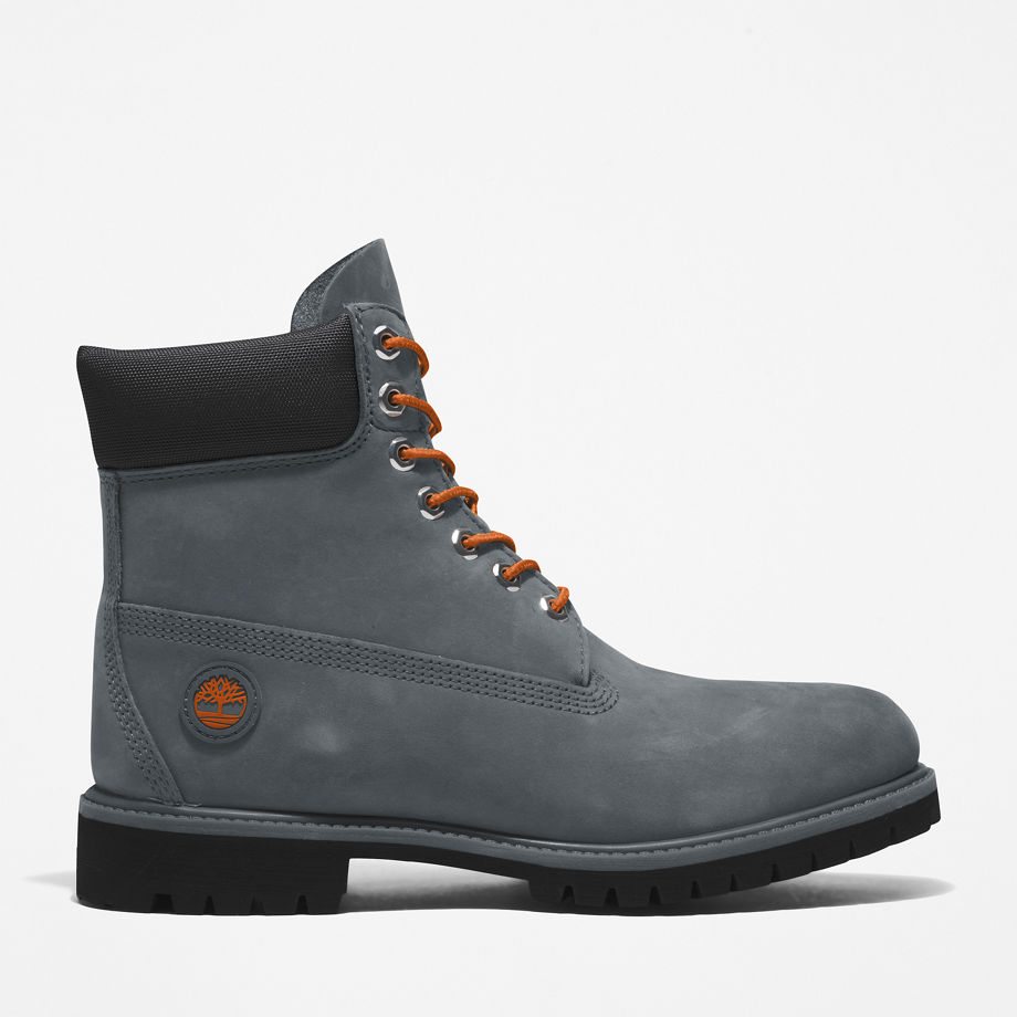 Timberland Premium 6 Inch Boot For Men In Grey/orange Grey