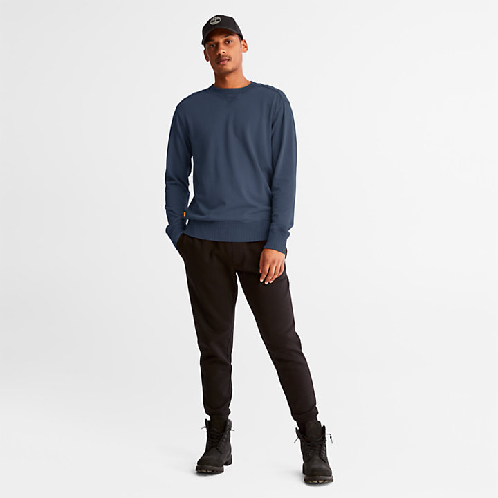 Garment-dyed Crewneck Sweatshirt for Men in Dark Blue-
