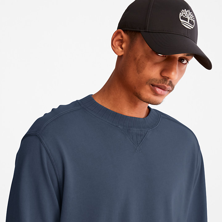 Garment-dyed Crewneck Sweatshirt for Men in Dark Blue-