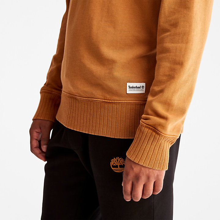 Garment-dyed Crewneck Sweatshirt for Men in Dark Yellow-