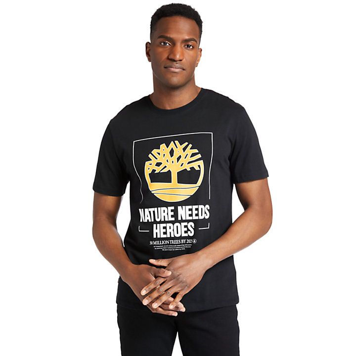 Nature Needs Heroes™ T-shirt voor heren in zwart-