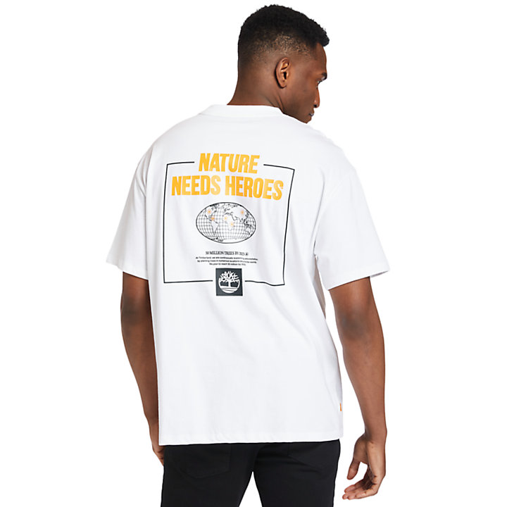 Nature Needs Heroes™ Back-graphic T-Shirt for Men in White-