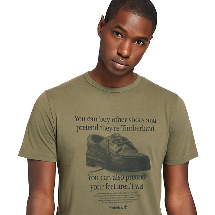 Archive-Print T-Shirt for Men in Dark Green-
