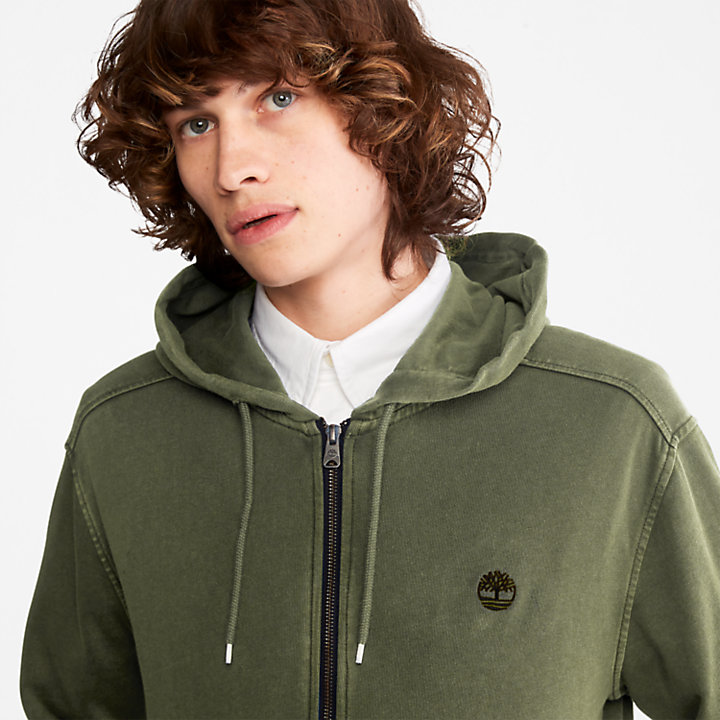 Sunwashed Zip-front Sweatshirt for Men in Green-