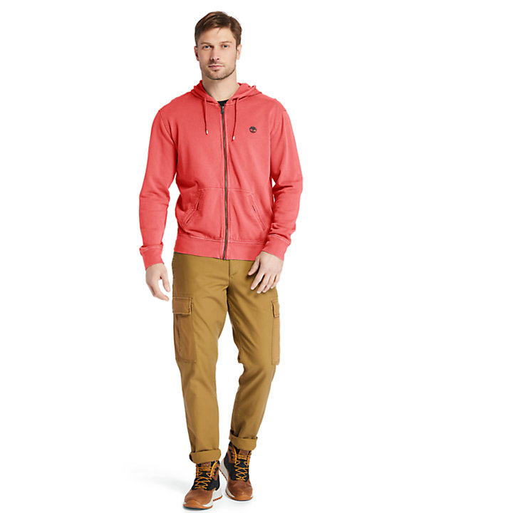 Sunwashed Zip-front Sweatshirt voor heren in rood-