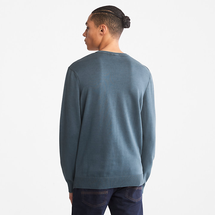 Garment-Dyed Sweater for Men in Blue-