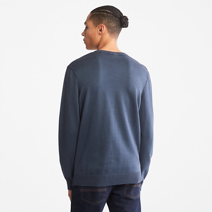 Maglione da Uomo Garment-Dyed in blu marino-