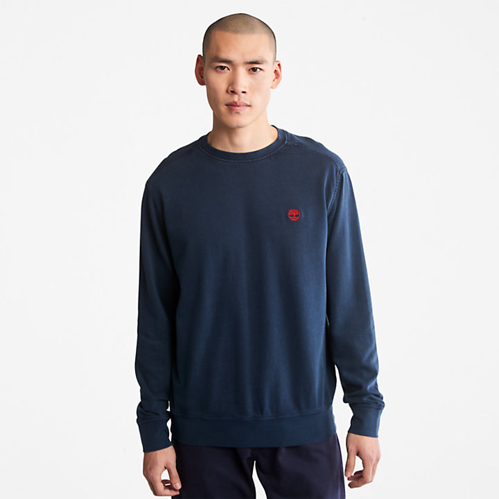 Garment-Dyed Sweatshirt for Men in Navy-
