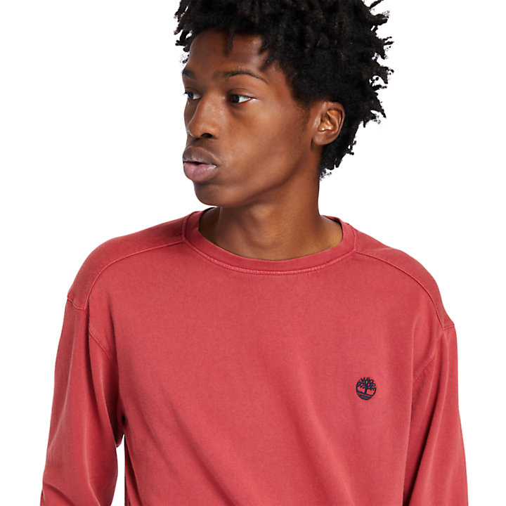Garment-Dyed Sweatshirt for Men in Red-