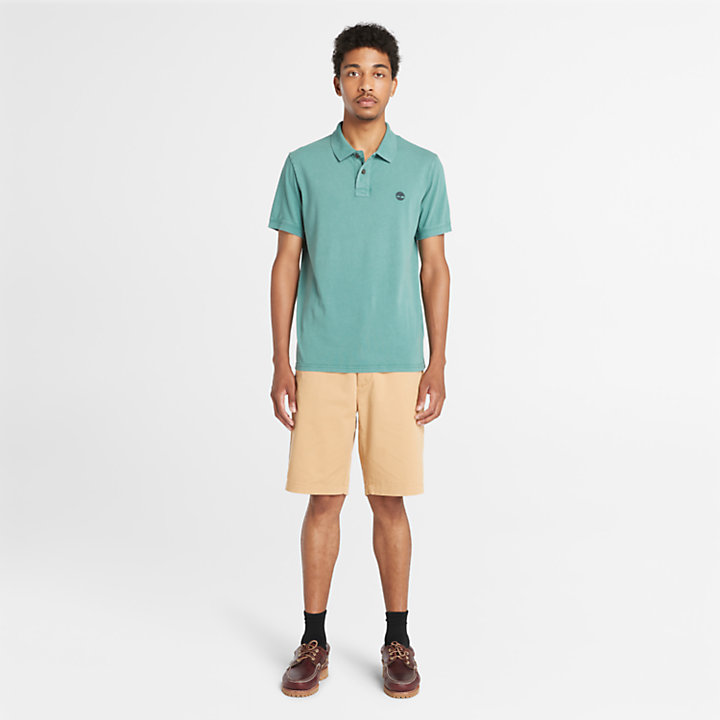 Sunwashed Jersey Polo Shirt for Men in Teal-