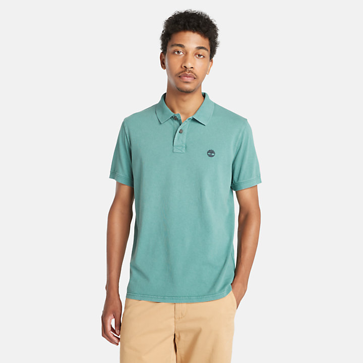 Sunwashed Jersey Polo Shirt for Men in Teal-