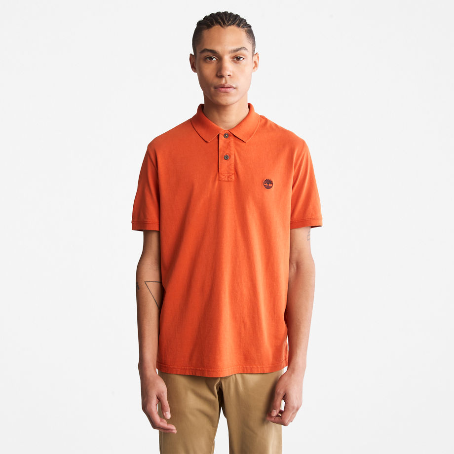 Timberland Sun-washed Polo Shirt For Men In Orange Orange, Size L