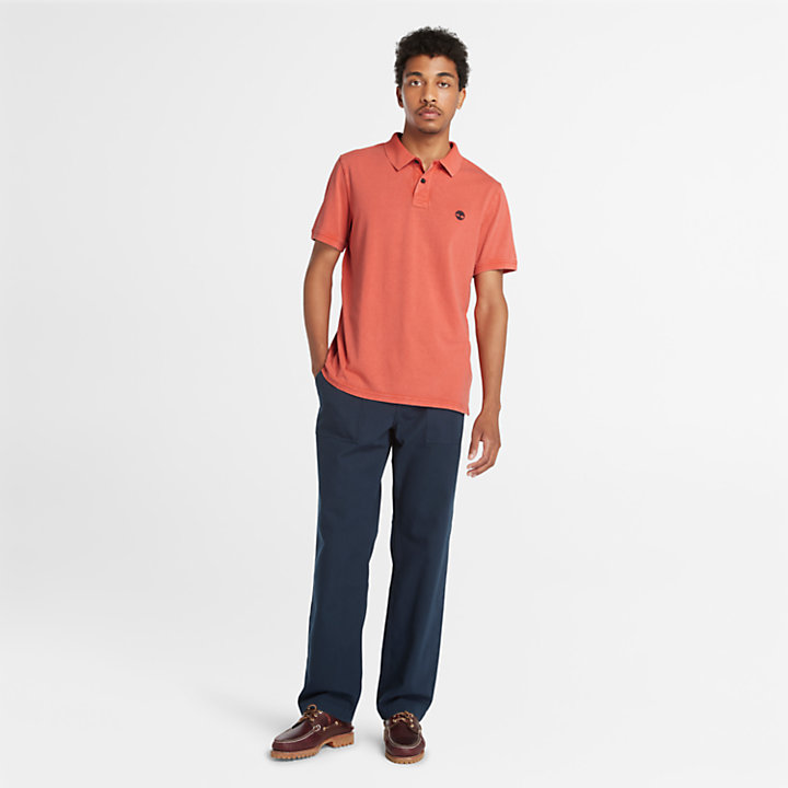 Sunwashed Jersey Polo Shirt for Men in Orange-