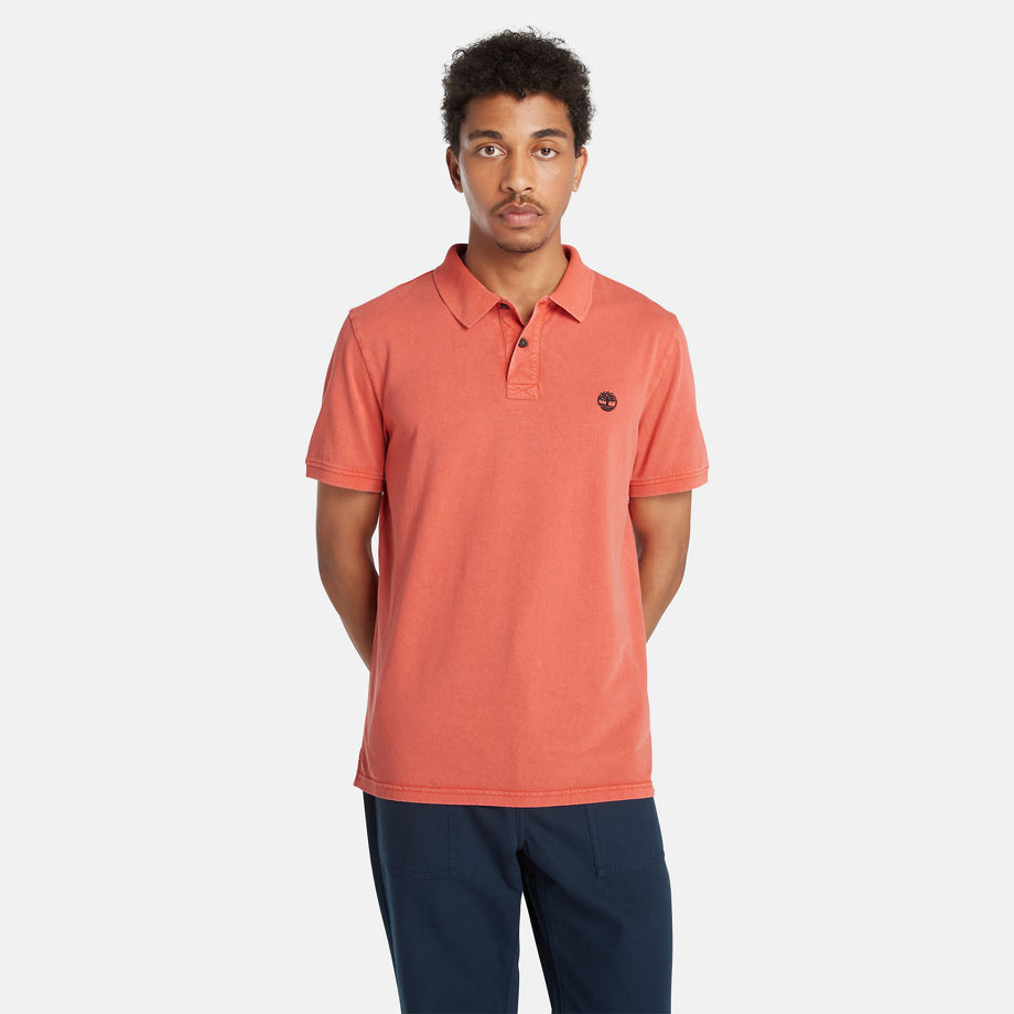 Timberland Sunwashed Jersey Polo Shirt For Men In Orange Orange, Size 3XL