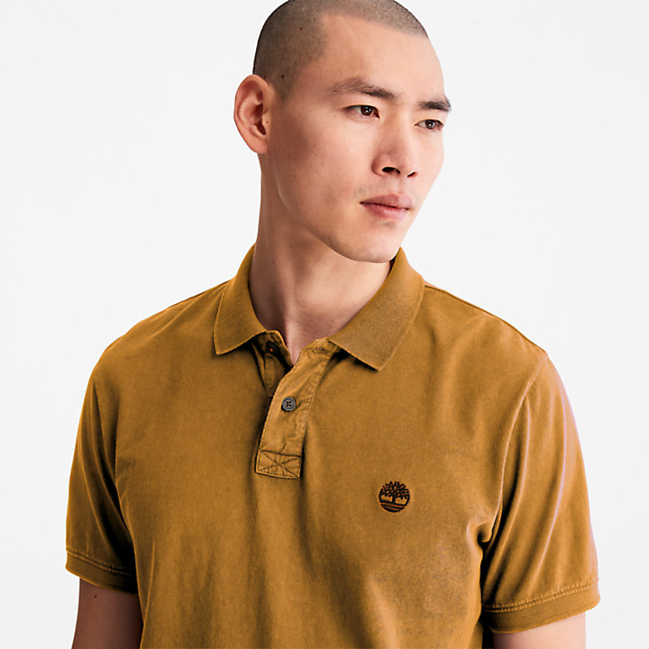 Sunwashed Jersey Polo Shirt for Men in Dark Yellow-