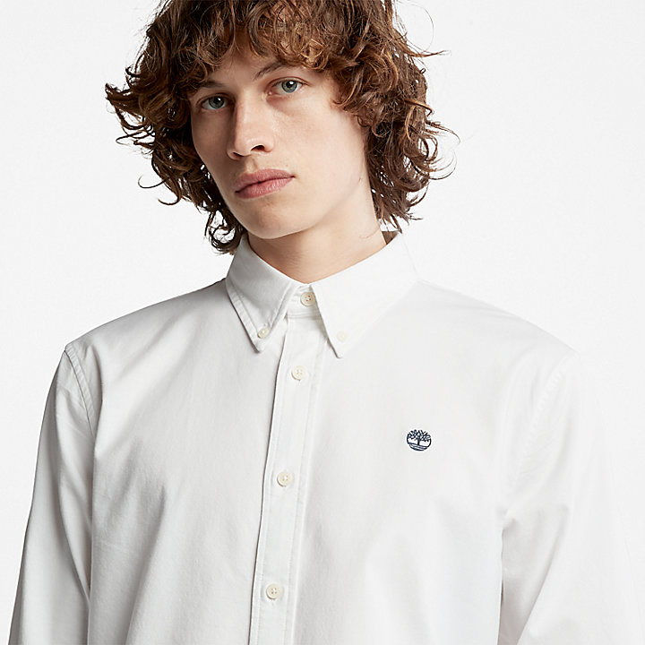 Pleasant River Long-sleeved Oxford Shirt for Men in White