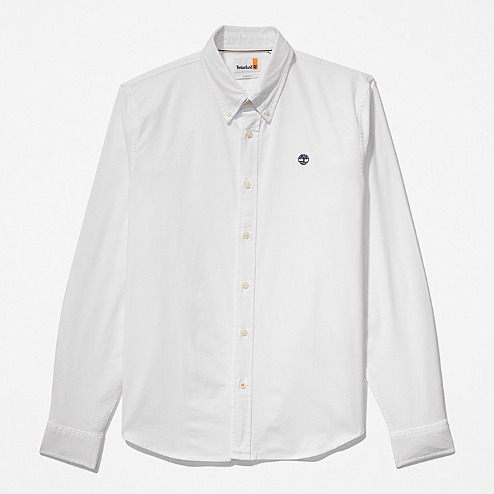 Pleasant River Oxford-overhemd met lange mouwen voor heren in wit