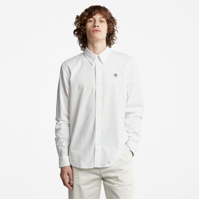 Timberland Pleasant River Long-sleeved Oxford Shirt For Men In White White